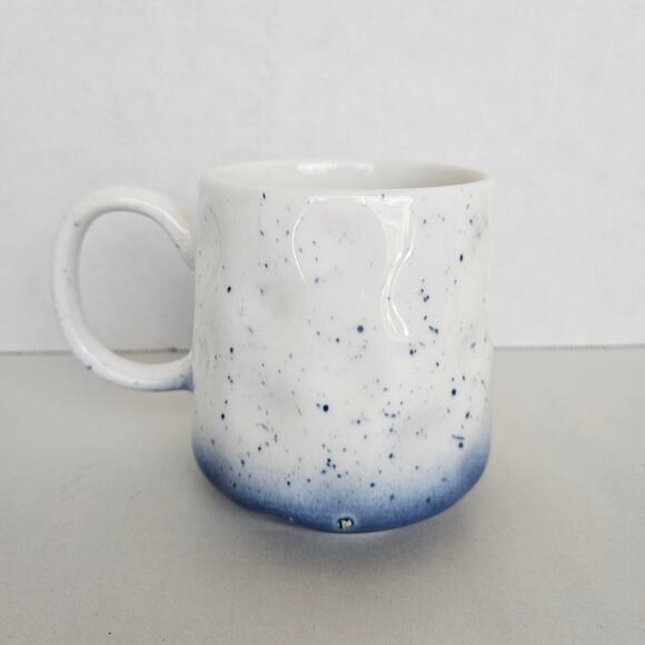 Orly Maison Dimpled Speckled Blue & White Ombre Ceramic Coffee Cup Mug - Picture 4 of 12